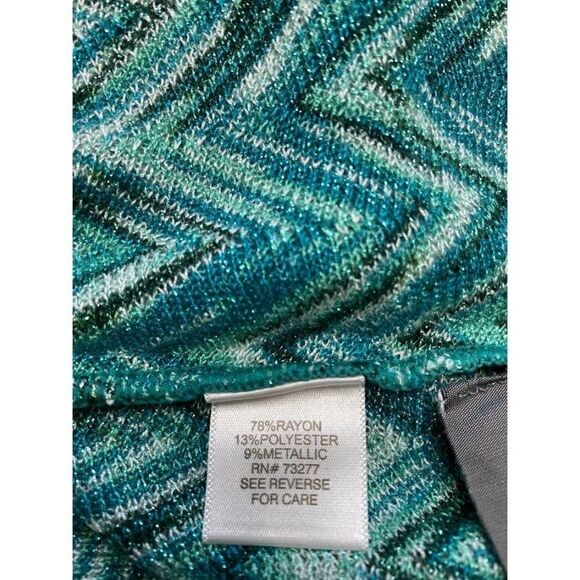 Dana Buchman Green Teal Chevron Metallic Knit Top Medium NEW‎ - Picture 6 of 7